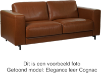 Leren bank Clear, 2.5-zitsbank - Massif Leer Olive - Staal design, Zwart - (204x90cm)-2