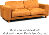 Leren bank Clear, 2.5-zitsbank - Granada leer Sahara - Staal design, Zwart - (204x90cm)-1