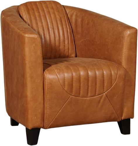 Leren kuipstoel Press Special - Vintage Leer Cognac - Hout zwart