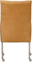 Leren eetkamerstoel Spark - met wieltjes en armleuning - Kenia Leer Cognac - Poot - RVS - Skate wiel transparant-3
