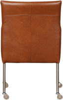 Leren eetkamerstoel Desire - met wieltjes en armleuning - Granada leer Savannah - Poot - RVS - Skate wiel transparant-3