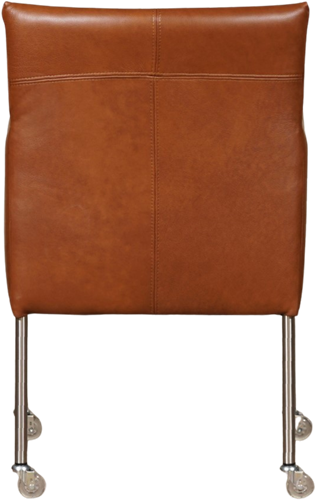 Leren eetkamerstoel Desire - met wieltjes en armleuning - Granada leer Savannah - Poot - RVS - Skate wiel transparant-3