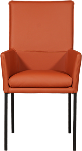 Cognac leren moderne eetkamerstoel Royal - poot vierkant zwart - Toledo Leer Cotto (cognac leer)-2