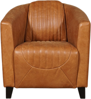 Leren kuipstoel Press Special - Vintage Leer Cognac - Hout zwart-2