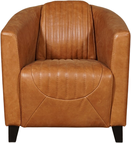 Leren kuipstoel Press Special - Vintage Leer Cognac - Hout zwart-2