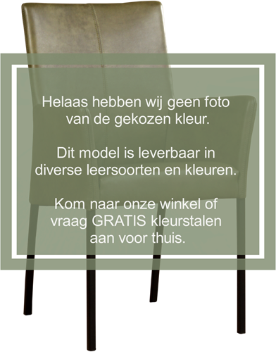 Leren eetkamerstoel Comfort - met armleuning - Kenia Leer Lightgrey - Vorm poot vierkant - Kleur poot, zwart