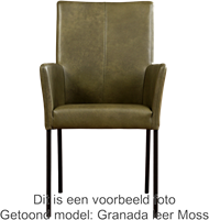 Leren eetkamerstoel Comfort - met armleuning - Kenia Leer Brown - Poot - Vierkant - RVS-2