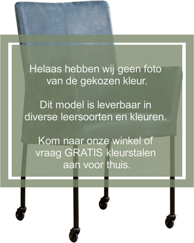 Leren eetkamerstoel Comfort - met wieltjes en armleuning - Rancho Leer Cognac - Poot - Rond - Zwart - Skate wiel zwart