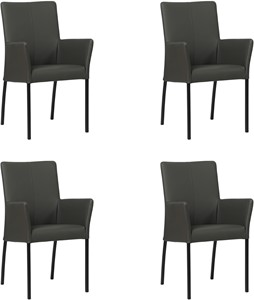 Set van 4 Donkergrijze leren moderne eetkamerstoelen Comfort - Toledo Leer Antracite (donkergrijs leer)