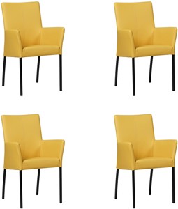Set van 4 Gele leren moderne eetkamerstoelen Comfort - Toledo Leer Giallo (geel leer)