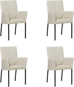 Crème leren moderne eetkamerstoel Comfort - Toledo leer Misty (crème leer)