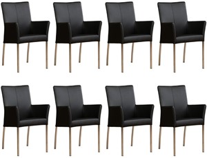 Leren eetkamerstoel comfort met armleuning, zwart leer, zwarte keukenstoelen