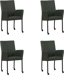 Set van 4 Donkergroene leren moderne eetkamerstoelen Comfort - Toledo Leer Verde (donkergroen leer)