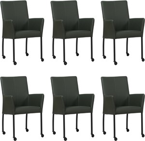 Set van 6 Donkergroene leren moderne eetkamerstoelen Comfort - Toledo Leer Verde (donkergroen leer)