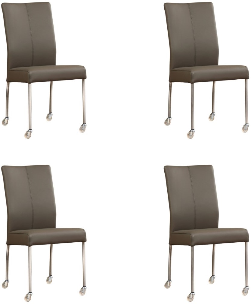 regio Schrijf op Kip Leren eetkamerstoel Comfort - met wieltjes - set van 4 stoelen - Toledo Leer Moss - Vorm poot rond - Kleur poot, RVS - Skate wiel transparant ShopX regio Schrijf op Kip Leren eetkamerstoel Comfort - met wieltjes - set van 4 stoelen - Toledo Leer Moss - Vorm poot rond - Kleur poot, RVS - Skate wiel transparant ShopX