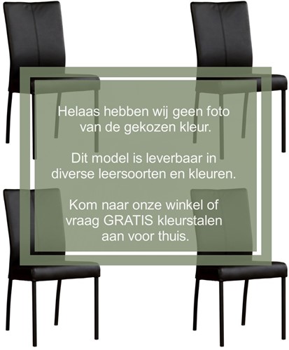 Leren eetkamerstoel Comfort - set van 4 stoelen - Kenia Leer Denim - Vorm poot rond - Kleur poot, zwart