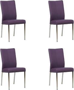 Set van 4 Paarse leren moderne eetkamerstoelen Comfort - Toledo Leer Aubergine (paars leer)