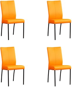 Leren eetkamerstoel comfort, oranje leer, oranje keukenstoelen