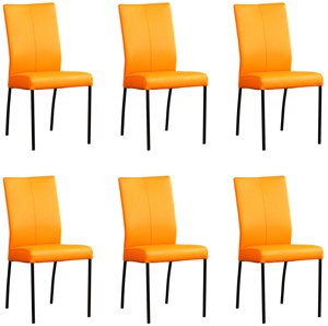 Leren eetkamerstoel comfort, oranje leer, oranje keukenstoelen