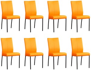 Leren eetkamerstoel comfort, oranje leer, oranje keukenstoelen