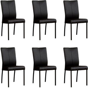 Leren eetkamerstoel comfort, zwart leer, zwarte keukenstoelen