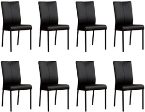 Leren eetkamerstoel comfort, zwart leer, zwarte keukenstoelen