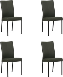 Set van 4 Donkergroene leren moderne eetkamerstoelen Comfort - Toledo Leer Verde (donkergroen leer)