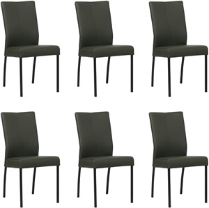 Set van 6 Donkergroene leren moderne eetkamerstoelen Comfort - Toledo Leer Verde (donkergroen leer)