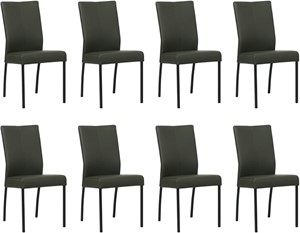 Set van 8 Donkergroene leren moderne eetkamerstoelen Comfort - Toledo Leer Verde (donkergroen leer)