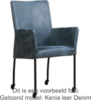 Leren eetkamerstoel Comfort - met wieltjes en armleuning - Toledo Leer Orange - Poot - Rond - Zwart - Skate wiel zwart-1
