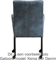 Leren eetkamerstoel Comfort - met wieltjes en armleuning - Toledo Leer Orange - Poot - Rond - Zwart - Skate wiel zwart-3