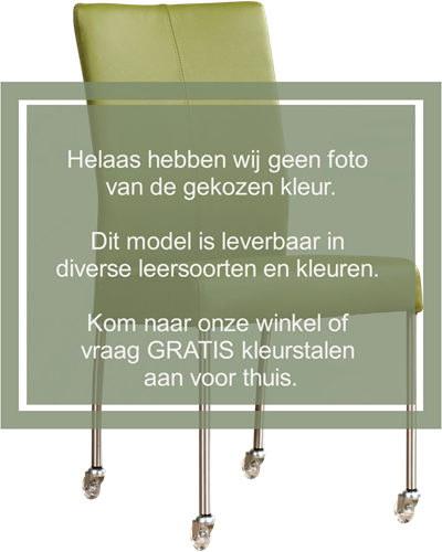 Leren eetkamerstoel Comfort - met wieltjes en zonder armleuning - Toledo Leer Lime - Poot - Vierkant - RVS - Skate wiel transparant