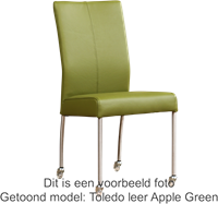 Leren eetkamerstoel Comfort - met wieltjes en zonder armleuning - Kenia Leer Cognac - Poot - Vierkant - RVS - Skate wiel transparant-1