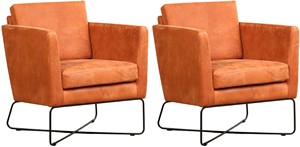Leren fauteuil crossover, oranje leer, oranje stoel