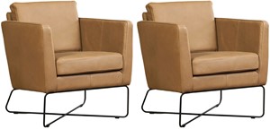 Leren fauteuil crossover, bruin leer, bruine stoel