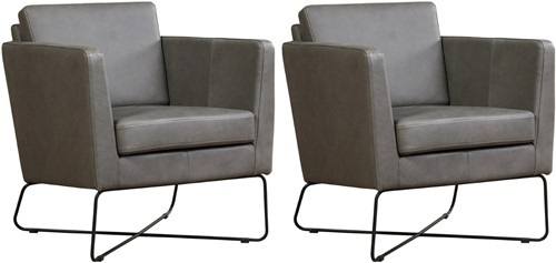 Leren fauteuil Crossover - set van 2 fauteuils - Rancho Leer Steel