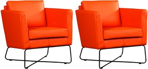 Leren fauteuil crossover, oranje leer, oranje stoel