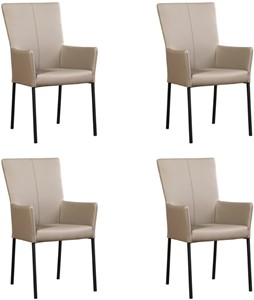 Leren eetkamerstoel daily met armleuning, bruin leer, bruine keukenstoelen