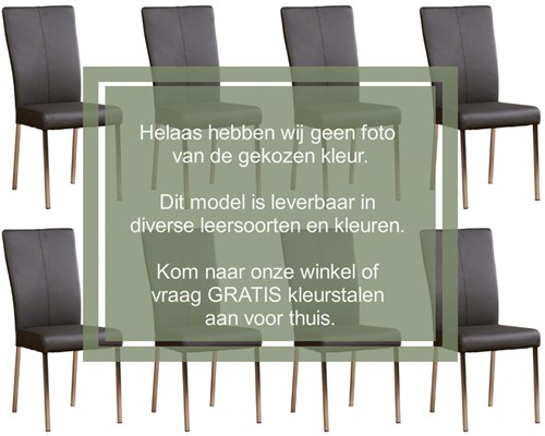 Leren eetkamerstoel Daily - set van 8 stoelen - Kenia Leer Denim - Kleur poot, zwart