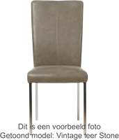 Leren eetkamerstoel Daily - Toledo leer Olive - Kleur poot, zwart-2