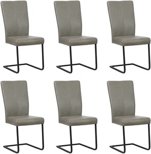 Grijze leren industriële eetkamerstoel Dare - poot vierkant zwart - Granada leer Steel (grijs leer)