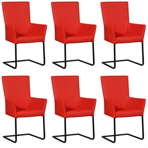 Leren eetkamerstoel dare met armleuning, rood leer, rode keukenstoelen