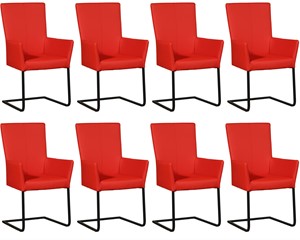 Leren eetkamerstoel dare met armleuning, rood leer, rode keukenstoelen