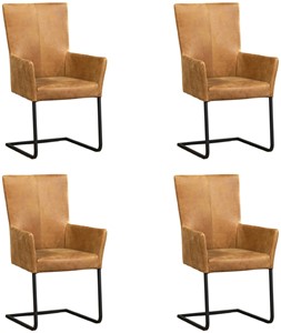 Leren eetkamerstoel dare met armleuning, bruin leer, bruine keukenstoelen