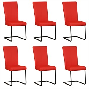 Leren eetkamerstoel dare, rood leer, rode keukenstoelen