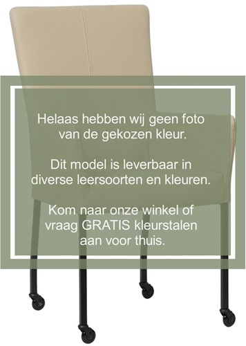 Leren eetkamerstoel Deal - met wieltjes en armleuning - Hermes Verde (donkergroen) - Vorm poot vierkant - Kleur poot, RVS - Skate wiel transparant