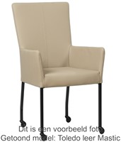 Leren eetkamerstoel Deal - met wieltjes en armleuning - Vintage Elephant - Vorm poot vierkant - Kleur poot, RVS - Skate wiel transparant-1