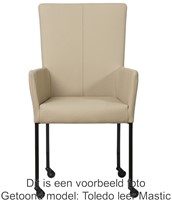 Leren eetkamerstoel Deal - met wieltjes en armleuning - Vintage Elephant - Vorm poot vierkant - Kleur poot, RVS - Skate wiel transparant-2