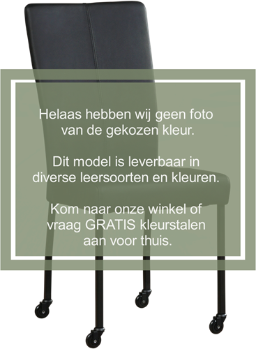 Leren eetkamerstoel Deal - met wieltjes - Toledo Leer Ducati - Vierkant - RVS - Skate wiel transparant