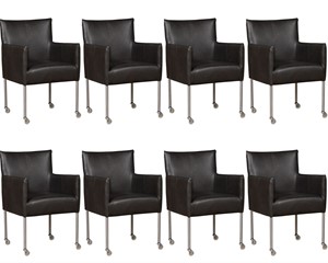 Leren eetkamerstoel desire, grijs leer, grijze keukenstoelen